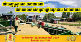 កម្ពុជា នាំចេញស្រូវ ១.៦០លានតោន និងផលិតផលកសិកម្មជាច្រើនមុខទៀតជាង ៤លានតោន ក្នុងរយៈពេលជិត ៥ខែដើមឆ្នាំនេះ
