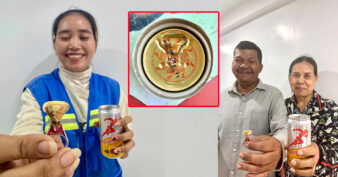 ធ្វេីល្អបានបុណ្យ ស្ត្រី ២នាក់ចង់ជួយឧបត្ថម្ភកងទ័ព ទិញ ប៊ូសស្ត្រងម្នាក់ ១កំប៉ុង ត្រូវរង្វាន់ធំ បានម្នាក់ 888$គុណ 2